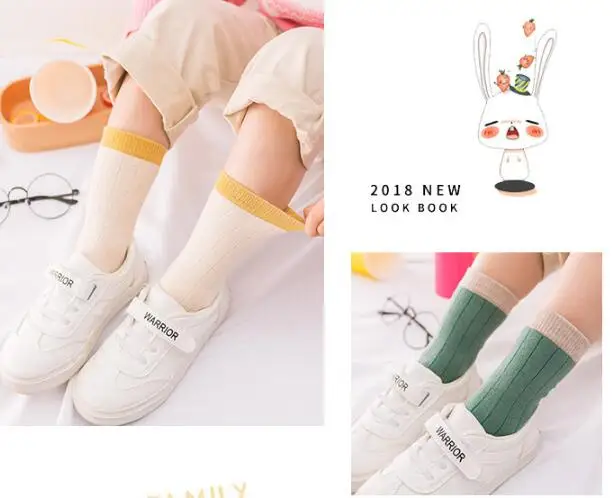 VIDMID children's socks autumn new embroidery cartoon animal striped cotton kids boys girls socks kids cotton clothes 4127 03