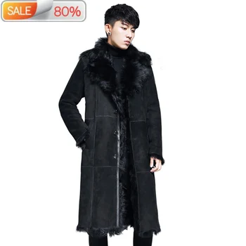 

Men's Natural Fur Long Winter Genuine Leather Jacket Men Real Sheepskin Coat Shearling Jackets XZ-N-19A17A B23A56