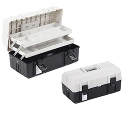 Caja de Herramientas plegable de plástico de tres capas, 17 pulgadas, almacenamiento de herramientas de electricista para mantenimiento del hogar, Caja multifuncional