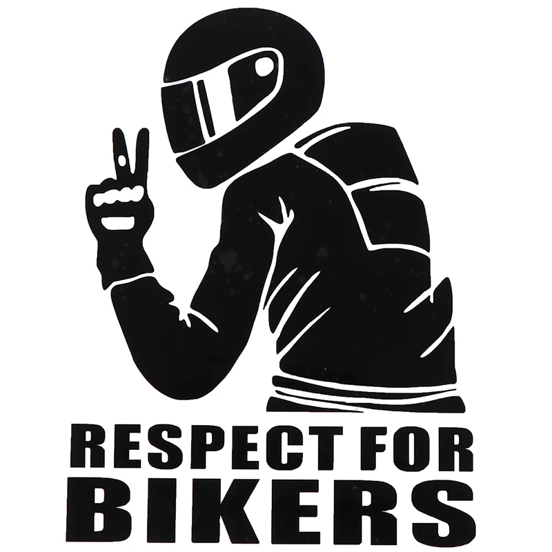 1pc Cool RESPECT FOR BIKERS Auto Decoration Car Bicycle Sticker Removable Decal Stickers Bicycle Decoration Bicycle Accessories - Цвет: Черный