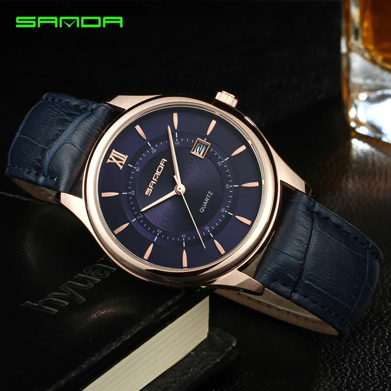

SANDA 2019 Hot men Watches Fashion Design Business Calendar Belt Stop Watch Waterproof Quartz Wrist Watch relogio mens gifts