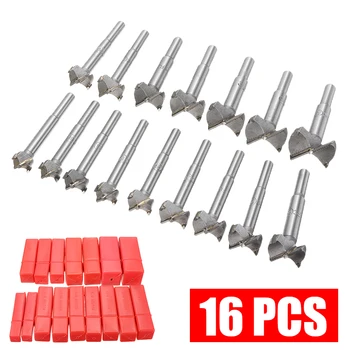 

16Pcs 15-35mm Forstner Hard Alloy Drill Bits Woodworking Self Centering Hole Saw Wood Cutter Tools