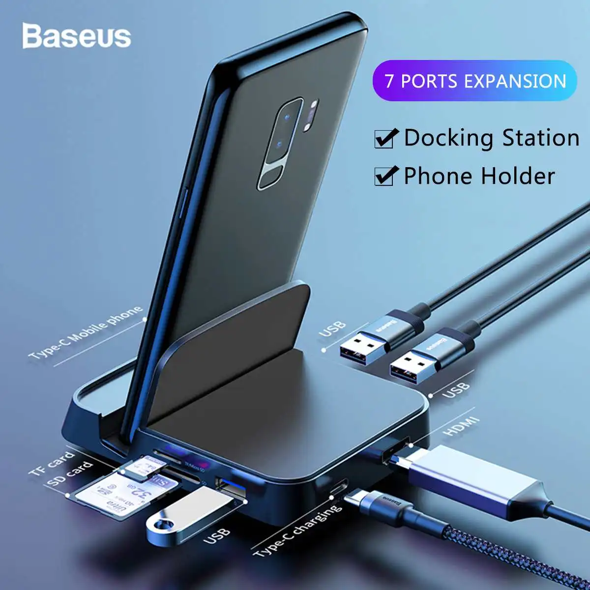 

Baseus 15W USB Type C HUB Dock Station For Samsung S10 for Dex Pad Station USB to HDMI Dock Power Adapter For Huawei P30 P20 Pro