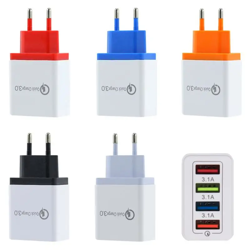 

L&PC 2019 Newly 4-port fast charging QC 3.0 USB hub high standard PC fireproof material wall charger 3.5A power adapter EU plug