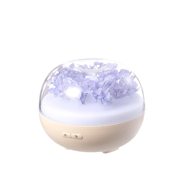 Diffusore di oli essenziali per aromi da 180 ml, umidificatore per aria con fiori eterni, aromaterapia, umidificatore silenzioso con lampada notturna a LED colorata_voghion.com