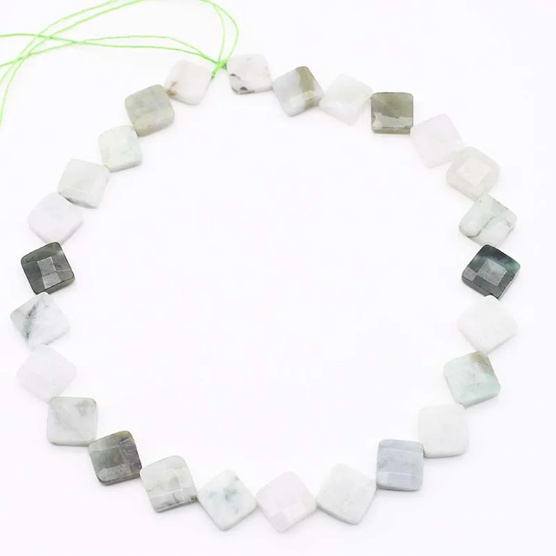 

12X12MM natural jadeite jade corner square stone beads For DIY Necklace Bracelets Earring Jewelry Making Free Shipping
