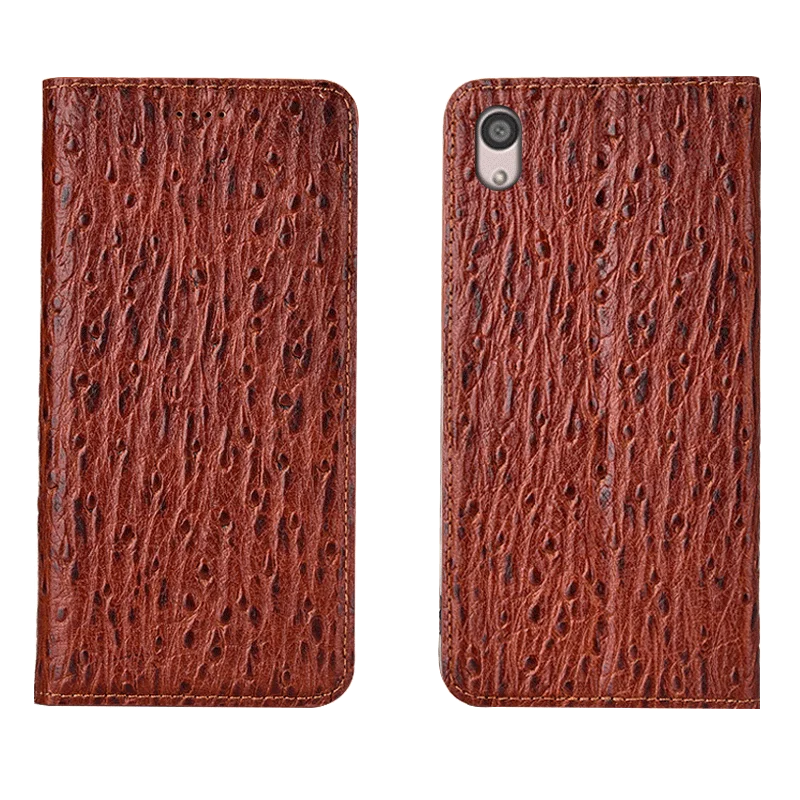 

Ostrich Pattern Genuine Leather Ultra Thin Card Slot Case For Sony Xperia Z5/Xperia Z5 Premium Magnetic Case Standing Cover Capa