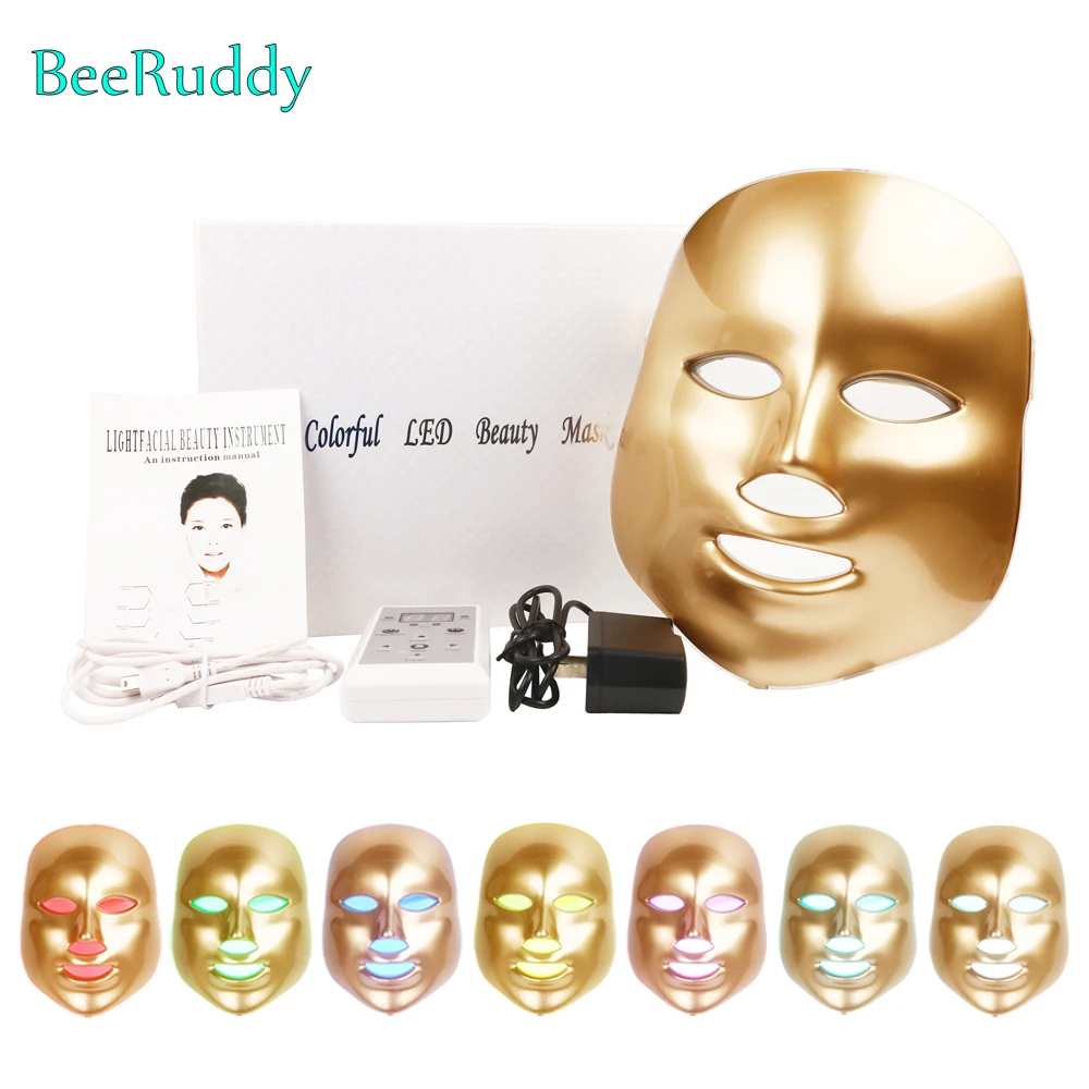 Limited  LED Facial Mask 7 Colors Light Photon Tighten Pores Skin Rejuvenation Anti Acne Wrinkle Removal The