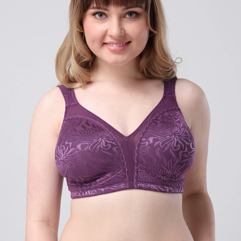 

Women Plus Size Bra Big Breast Lace Push Up Bra Wire Free Bras Sexy Underwear Women Lingerie Bralette 100E 100F 105F 105G 110E