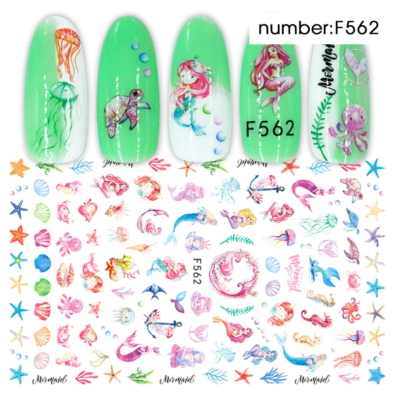 HNUIX, 1 шт., 3D слайдер для ногтей, наклейка, летнее Радужное перо, фламинго, наклейки, клей, маникюр, кончики, дизайн ногтей, украшения - Цвет: F562