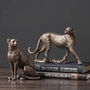 

European Vintage Panther Statue Animal Figurine Leopard Sculpture Home Office Decoration Resin Craft Ornament Gift