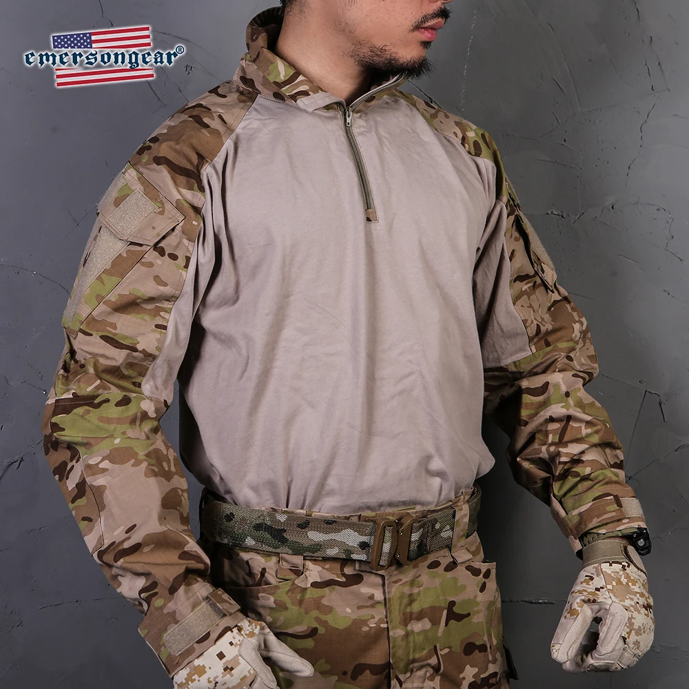Günstig Emersongear Blue Label G3 Kampf Tactical Hemd w Ellenbogen Pads Herren BDU Sport Slim Fit Military Armee Duty Tops Echte multicam