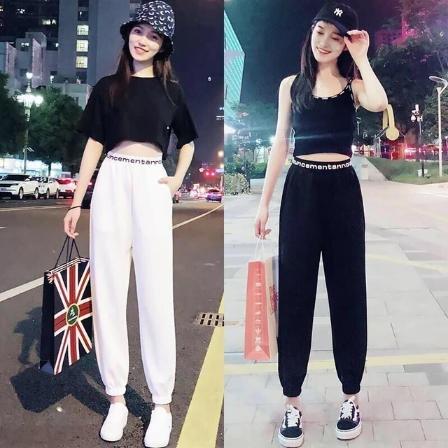 Lu's Chic Women's Long Joggers High Waisted Pants Track Summer