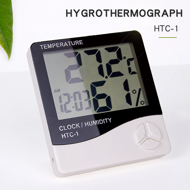 

HTC-1 Weather Station Clock LCD Electronic Digital Temperature Humidity Meter Indoor Outdoor Thermometer Hygrometer Alarm Clock