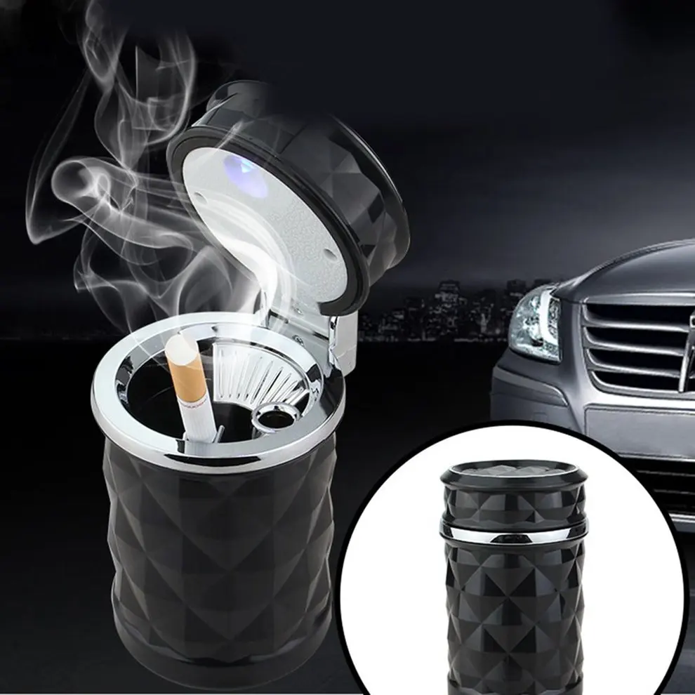 Blue LED Light Car Ashtray Fireproof Material Easy Clean Car Ashtray Fit Most Auto Car Cup Holder Car Accessories
