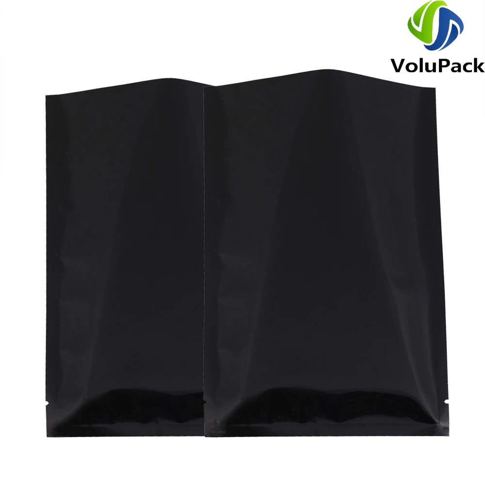 Glossy Black Reusable Metallic Mylar Organizer Pouches - Smell Proof Vacuum Seal Bags