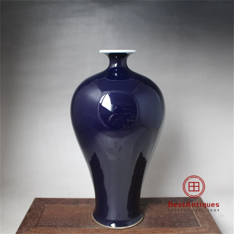

Qing Qianlong Year Offering Blue Glaze Plum Bottle Flower Vase Vintage Antique Vase Decoration Porcelain Collection Home Decor