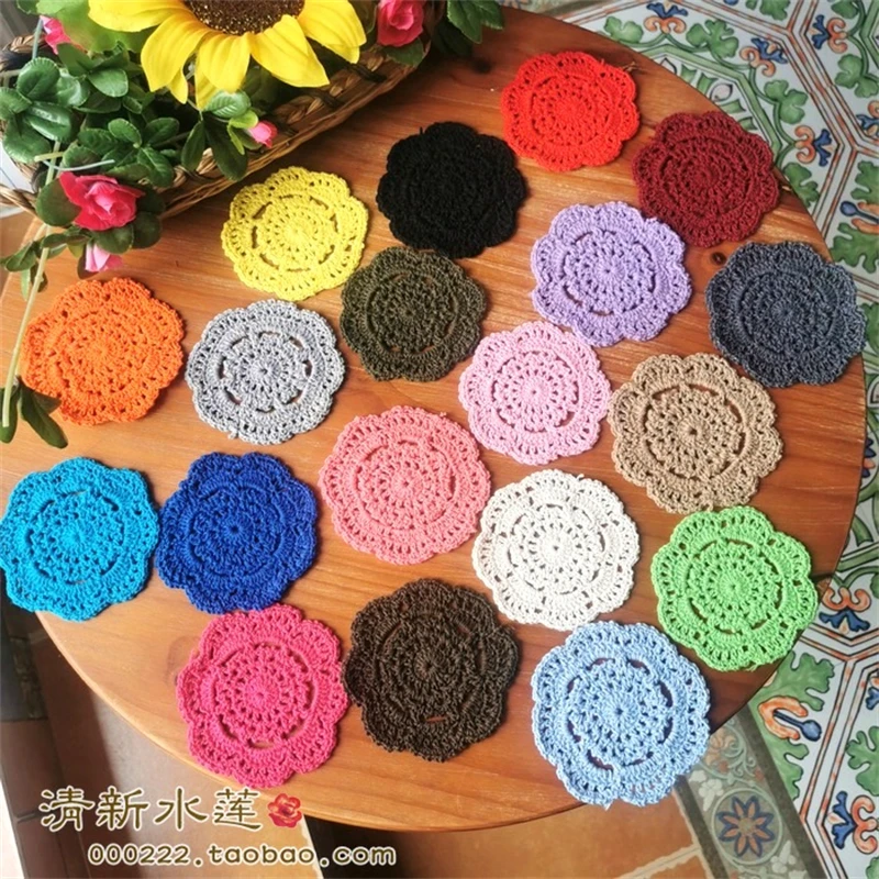 17AHSM Lace Cotton Crochet Handmade TableCloth Placemats DrinkCoaster Heat-resistant Nonslip Pads Home Decor Creative CupCoaster