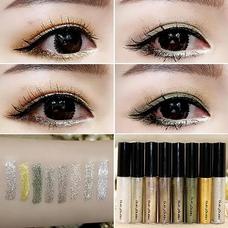 8 Color Liquid Eyeliner Glitter Pigments Metallic Smoky Eyeliner Eyeshadow Sparkling Liquid Eye Liner Makeup Cosmetics Tools