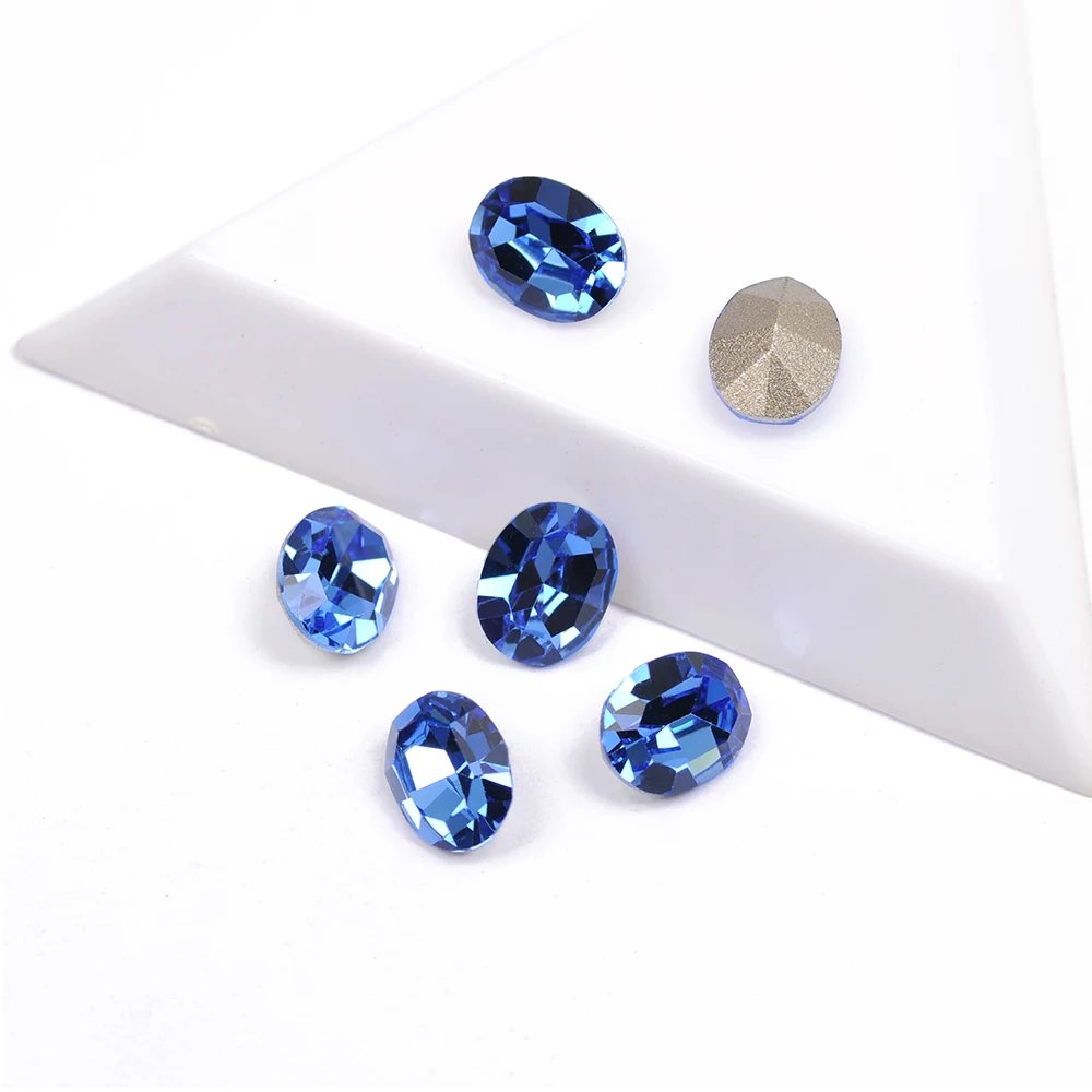 YANRUO 4128 Sapphire Color Oval Shape Shining Real Crystal Zircon 