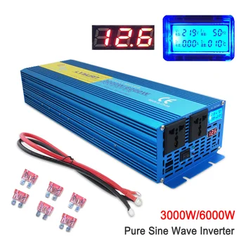

3000W/6000W Pure Sine Wave Inverter DC 12V/24V to AC 220V 230V 240V LED Voltage Digital Display Converter Power Universal Socket
