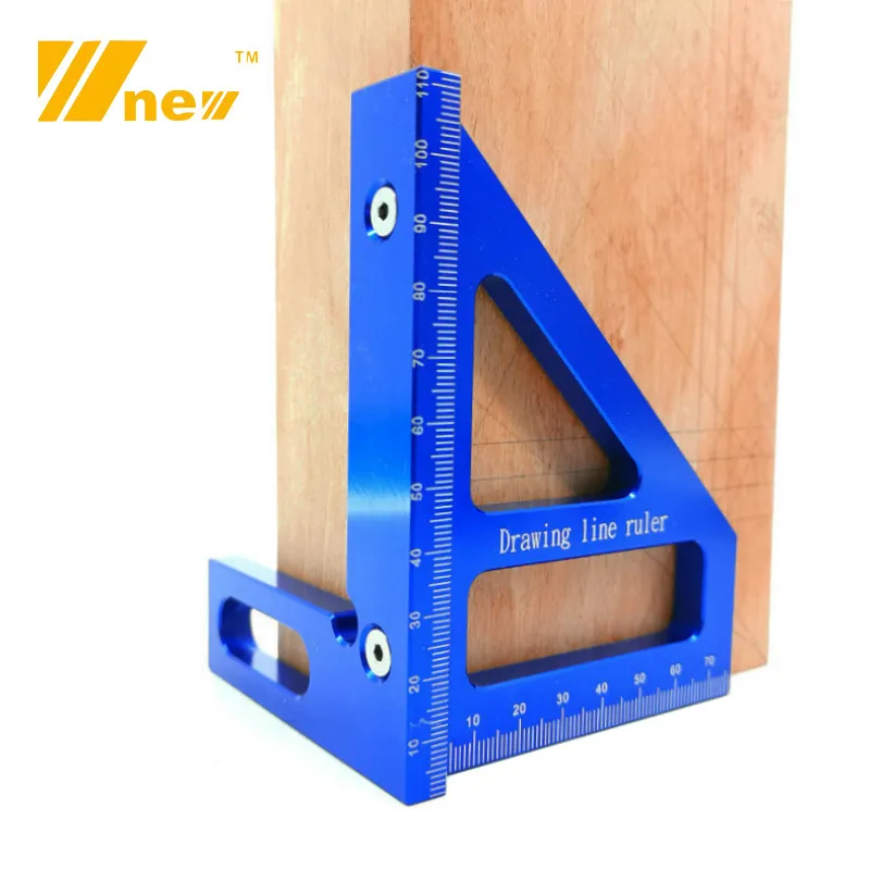 Durable Woodworking Triangle Ruler Tool Aluminum Alloy Metric Square Measurement 