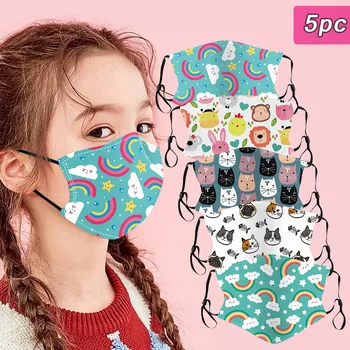 

5PC Kids Cartoons Face Foundation Sunscreen Face Mask Cycling Mask Reusable Máscara facial masque Scarf Makeup Accessories 2020