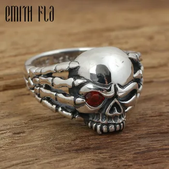 

Genuine 100% 925 Sterling Silver Vintage Punk Paw Skull Ring For Men Fashion Unique Personality Skeleton Jewelry