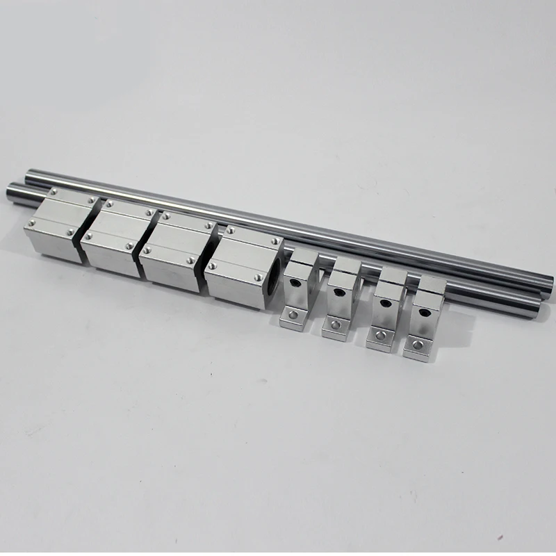 2Pcs Linear Rail Shaft OD8/10/12mm 300-800mm Optical Axis 4Pcs SCS8/10/12UU Linear Bearing Blocks 4Pcs SK8/10/12 Bearing Support linear shaft rod linear bearing