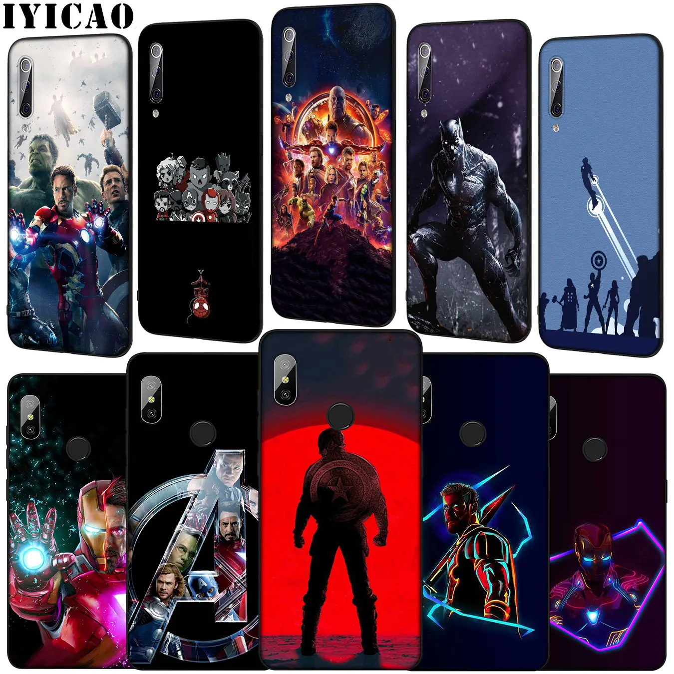 

IYICAO Avengers Marvel iron Man Thanos Soft Phone Case for Xiaomi Mi 9 9T A3 PRO CC9 CC9E 8 A2 Lite A1 6 6X 5X f1 MAX 3 mi9 mi8