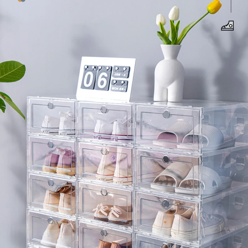 Boîte à chaussures en PP de haute qualité 1 unité, boîtes en plastique  transparentes boîte à tiroir, empilable, organisateur de rangement de  chaussures - AliExpress