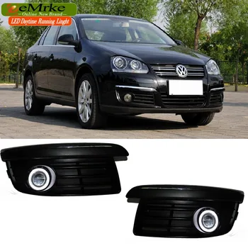 

eeMrke For Volkswagen VW Jetta 5A 1K5 LED Angel Eyes DRL Daytime Running Lights Tagfahrlicht Halogen Bulbs H11 55W Fog Lights