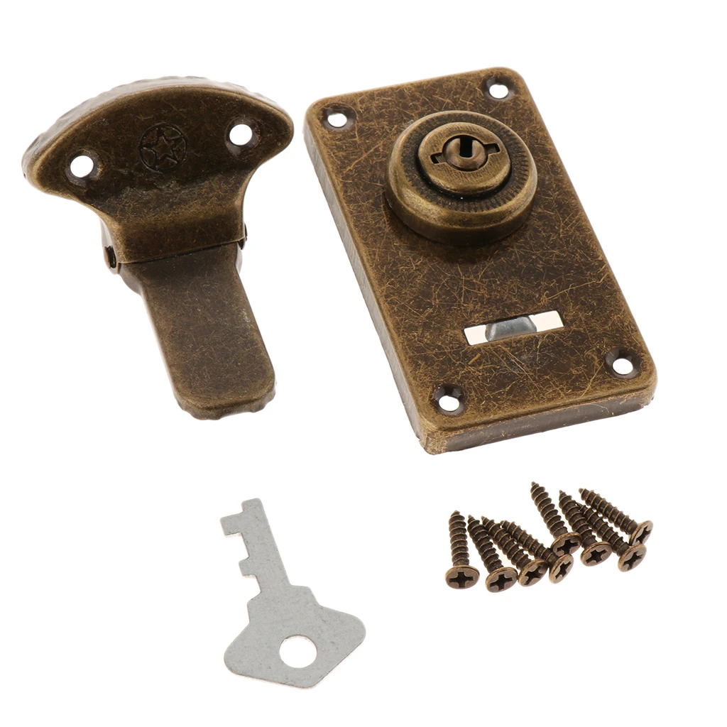 Vintage Padlock Hasp Hook Metal Alloy Jewelry Box Shackle Lock Set for Cabinet  Dresser Chest Cupboard Locker Lockset