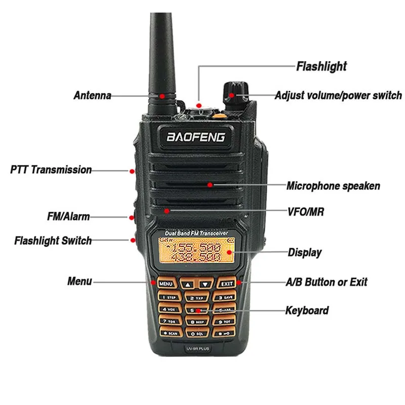 Baofeng UV-9R Plus рация 8 Вт 2800 мАч UHF& VHF IP67 Водонепроницаемый Baofeng UV 9R двухстороннее радио UV9R охотничья радиостанция