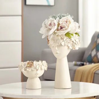 

Creative Human Head Vase Sundries Storage Box Model Room Decoration Ornaments Decorative Resin Mother's Day Home People Europe