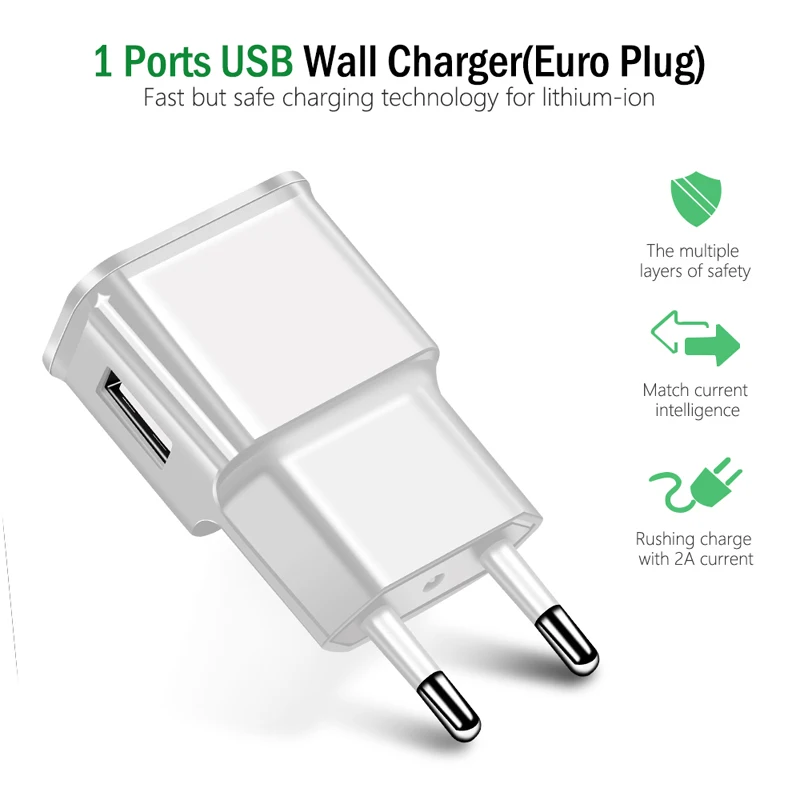 10Pcs/lot Travel Wall Charger 5V 2A Universal Phone Adapter For Samsung A10 A31 A41 A51 A71 A5 A7 2017 J3 J5 J7 2016 USB Charger