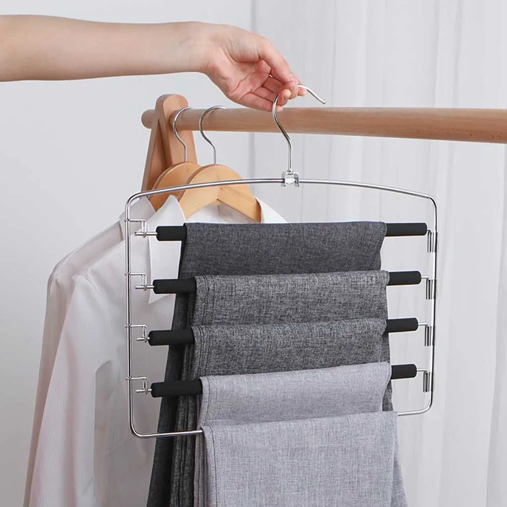 

5 layer Multi-function Pants Hangers Scarf Towel Rack Hanger Closet Organizer Space Space saving 36.5X3.6.5cm high quality XJ