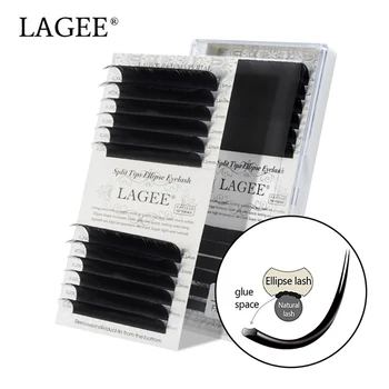 

LAGEE Flat Ellipse Eyelashes Extensions Matte Black Split Tips False Lashes Individual natural light Make up tools
