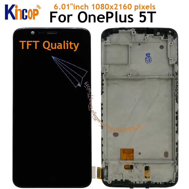 Oneplus 5T LCD Display Touch Screen with frame Teste Good 6.01&quotDigitizer Assembly Replacement Accessory For One plus 5t | Мобильные
