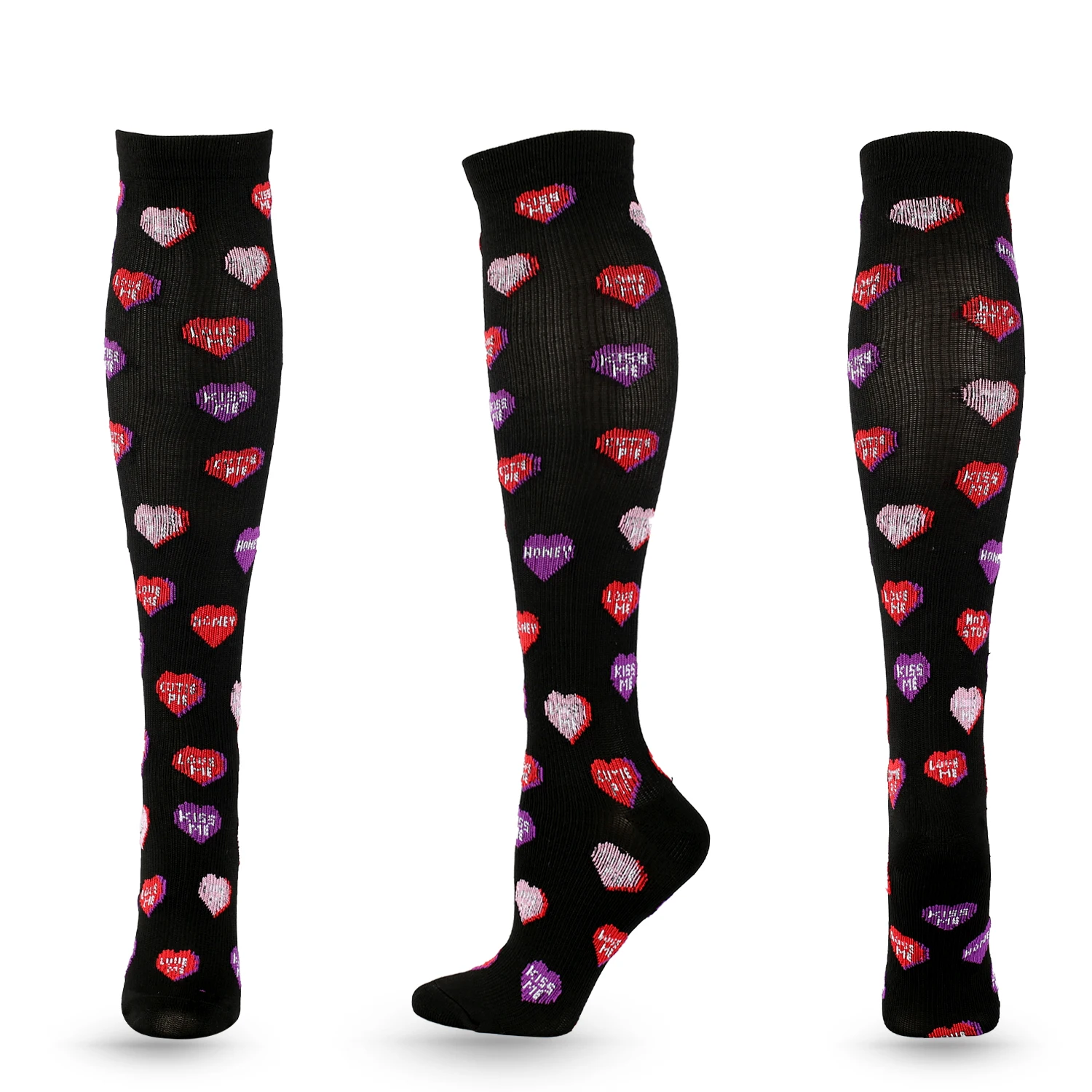 2021 New Cartoon Compression Stockings For Men Women Nylon Smiley Pattern Compress Socks Cycling Sock Prevent Varicose Veins