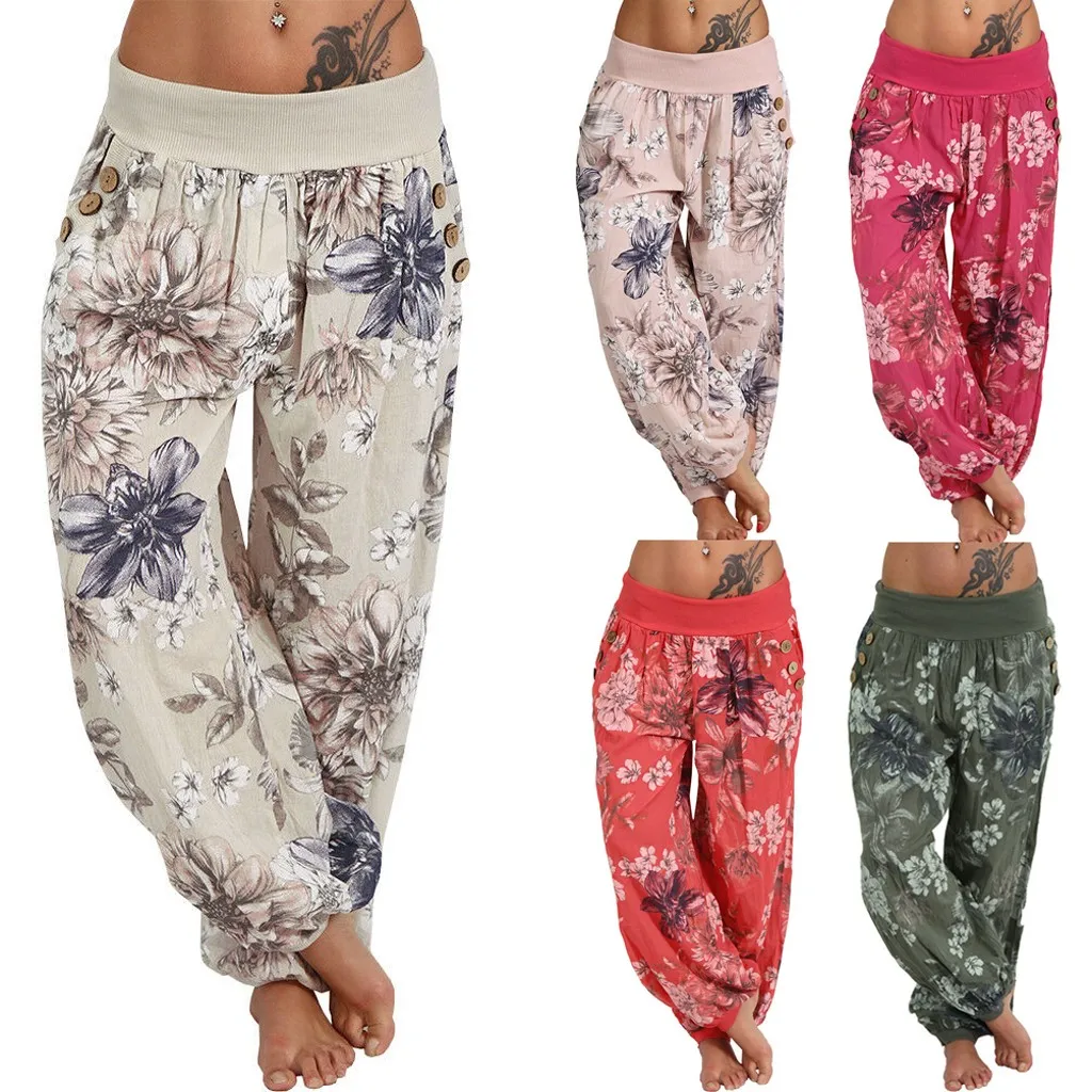 

Large Plus Size Palazzo Joggers Summer Wide Leg Pants For Women Girl Casual Elastic High Waist 2020 New Fashion Loose Long Plea