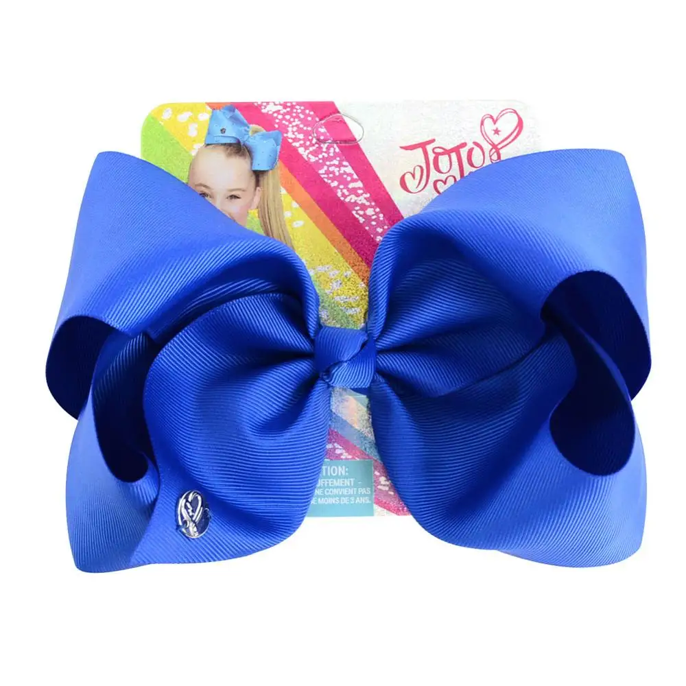 8 inch Large Jojo Bows Jojo Siwa Ribbon Bows With Clips For Kids Girls Boutique Solid Hair Clips Hair Accessories - Цвет: 678-j-6