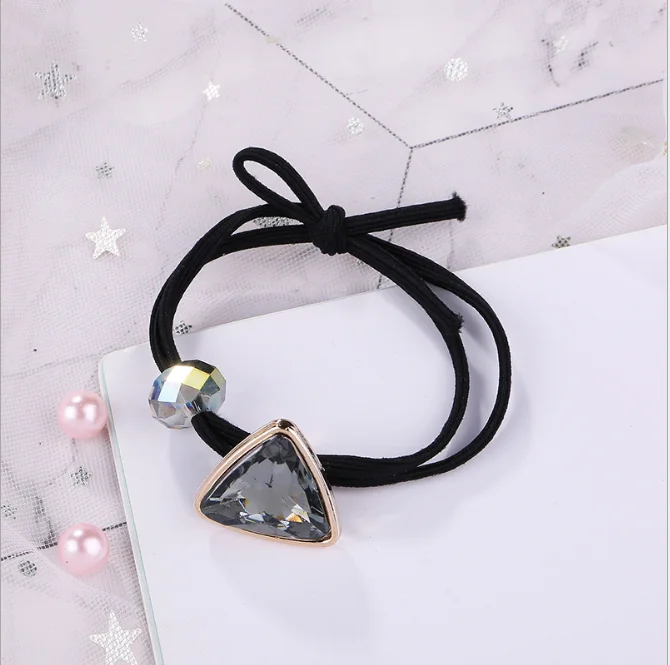 2022 New Korea Women Hair Ropes Big Crystal Pearl Elastic Rubber Band for Girl Fashion Hair Accessories Hair Ties Wholesale black head scarf Hair Accessories