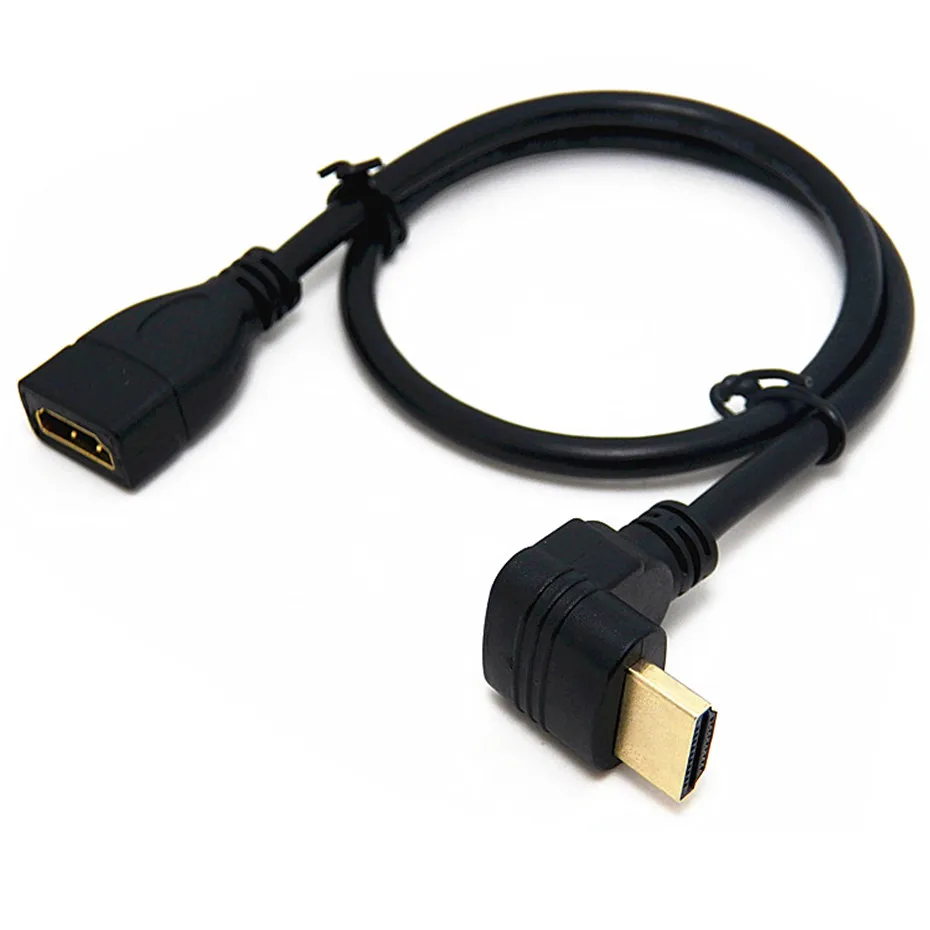 Кабель HDMI 90 градусов прямоугольный HDMI Мужской к HDMI Женский Кабель адаптер Разъем черный для DVD ТВ проектор 0,15 м 0,5 м