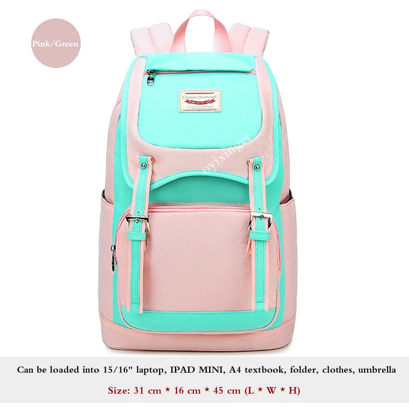Женский школьный рюкзак для девочек с двумя плечами рюкзаки школьные сумки для девочек-подростков Детский рюкзак Mochilas Mochila Mujer - Цвет: Pink-Green