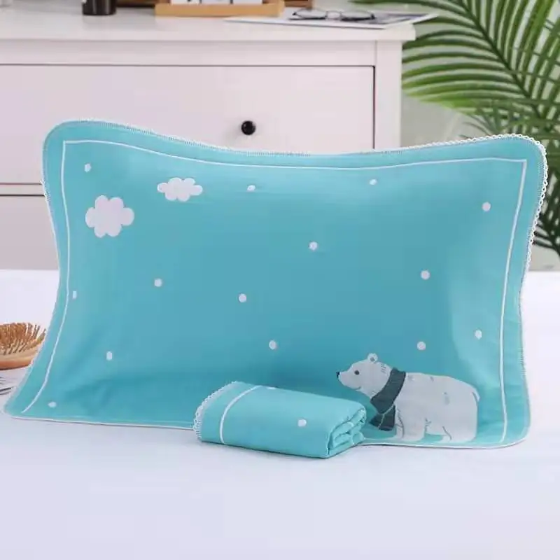 

Four Seasons Universal Pure Cotton Pillow Towel Combed Interlayer Thicken Pillow Scarf Cartoon Pattern Couple Student Universal