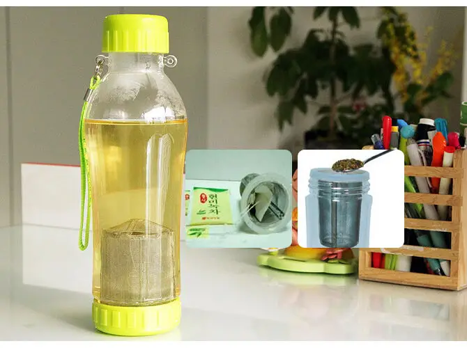 

High quality 760 ml Green Tea Hub Tea infuser Water Bottle( Cycling, Mountaineer, Sports ) health bottle With removable strainer
