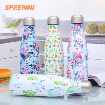 

500ML Double-Wall Insulated Vacuum Flask Stainless Steel Water Bottle Cola Water Beer Thermos for Sport Cute Printed Bottle