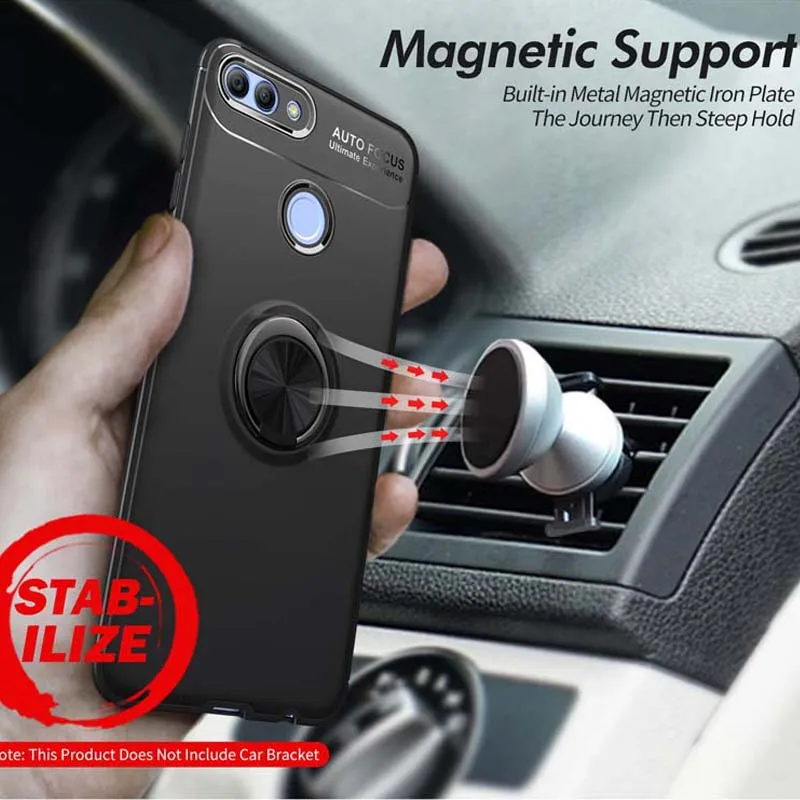 Чехол Tsimak для huawei Y5 Y6 Pro Y7 Y9 Prime, Силиконовый противоударный чехол для телефона с магнитным кольцом для автомобиля