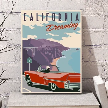 

California Driving Holiday City Travel Nordic Landscape Art Canvas Poster Home Wall Decor (No Frame)